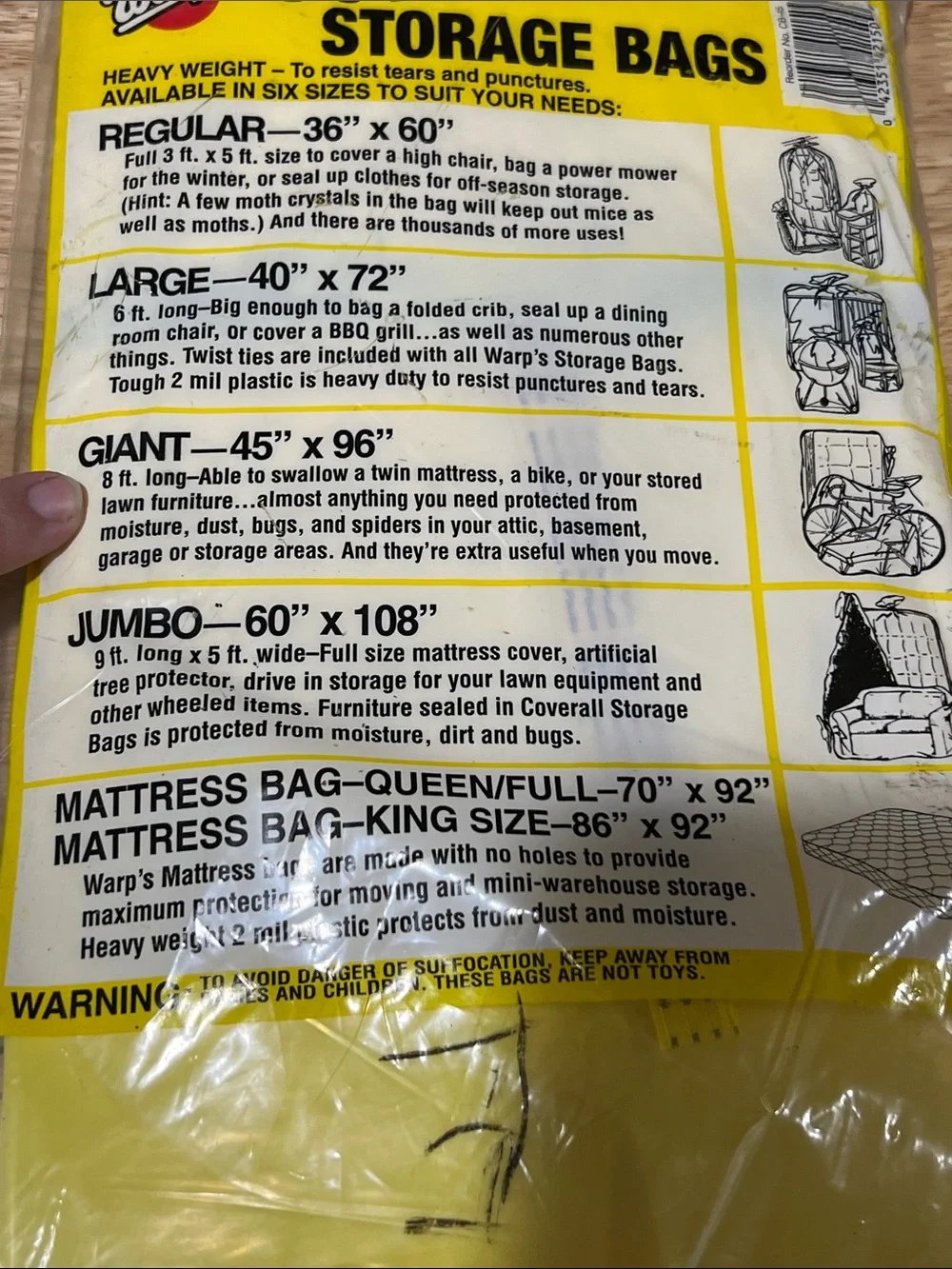 2mil plastic tough 45inx96in 3 bags USA made old new stock z16